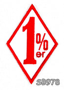 Small Patch 1%ER  diamond Red on white Iron on for Biker Vest SB978