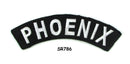 Phoenix White on Black Small Rocker Iron on Patches for Biker Vest and Jacket-STURGIS MIDWEST INC.