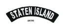 Staten Island White on Black Small Rocker Iron on Patches for Biker Vest and Jacket-STURGIS MIDWEST INC.