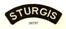 Sturgis White on Black Small Rocker Iron on Patches for Biker Vest and Jacket-STURGIS MIDWEST INC.