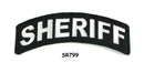 Sheriff White on Black Small Rocker Iron on Patches for Biker Vest and Jacket-STURGIS MIDWEST INC.
