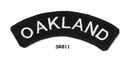 Oakland White on Black Small Rocker Iron on Patches for Biker Vest and Jacket-STURGIS MIDWEST INC.