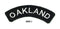 Oakland White on Black Small Rocker Iron on Patches for Biker Vest and Jacket-STURGIS MIDWEST INC.