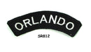 Orlando White on Black Small Rocker Iron on Patches for Biker Vest and Jacket-STURGIS MIDWEST INC.