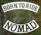 BORN TO RIDE NOMAD Rocker Patches Set for Biker Vest TR222-BR344-STURGIS MIDWEST INC.