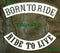 BORN TO RIDE LIVE TO RIDE Rocker 2 Patches Set Sew on for Vest Jacket
