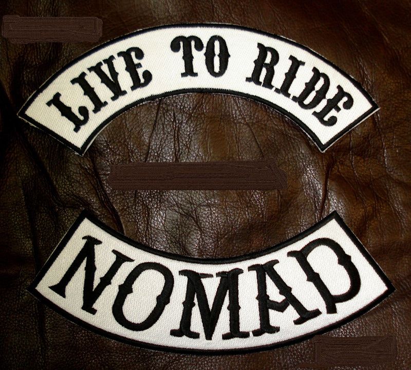 LIVE TO RIDE NOMAD Rocker Patches Set for Biker Vest TR237-BR344-STURGIS MIDWEST INC.