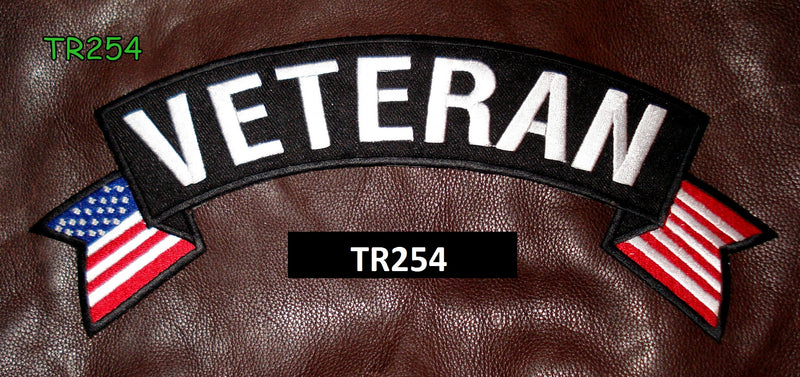 Veteran Patch Top Rocker US Flag Banner Back Patches for Vest Jacket-STURGIS MIDWEST INC.