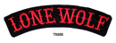LONE WOLF RED ON BLACK Top Rocker Iron on Patch for Biker Vest TR328-STURGIS MIDWEST INC.