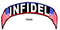 Infidel Red white and blue on black Top Rocker Iron on Patch for Biker Vest TR332-STURGIS MIDWEST INC.