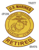 U.S Marines Retired Iron on Sew on Patches Set for Biker Jacket Vest