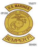 U.S Marines Semper FI Iron on Sew on Patches Set for Biker Jacket Vest