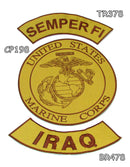 Semper Fi Iraq Iron on Sew on Patches Set for Biker Jacket Vest