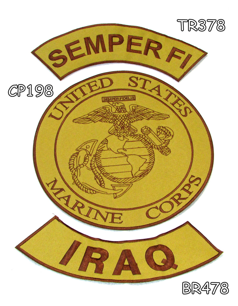 Semper Fi Iraq Iron on Sew on Patches Set for Biker Jacket Vest