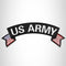 U.S Army White on Black Banner Iron on Top Rocker Patch for Biker Vest Jacket