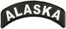 Alaska State White on Black Small Rocker Patch Front for Biker Jacket Vest - STURGIS MIDWEST INC.