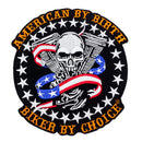 American By Birth Biker By Choice skull US Flag V Twin Center Patch for Vest - STURGIS MIDWEST INC.