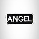 Angel White on Black Iron on Name Tag Patch for Biker Vest NB101 - STURGIS MIDWEST INC.