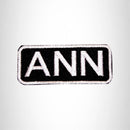 Ann White on Black Iron on Name Tag Patch for Biker Vest NB103 - STURGIS MIDWEST INC.