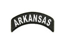 Arkansas State White on Black Small Rocker Patch Front for Biker Jacket Vest - STURGIS MIDWEST INC.