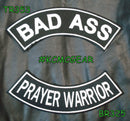 BAD ASS PRAYER WARRIOR Rocker 2 Patches Set Sew on for Vest Jacket - STURGIS MIDWEST INC.