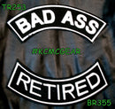 BAD ASS RETIRED Rocker 2 Patches Set Sew on for Vest Jacket - STURGIS MIDWEST INC.