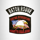 BATON ROUGE and NEVER SURRENDER Small Patches Set for Biker Vest - STURGIS MIDWEST INC.