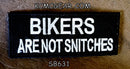BIKERS ARE NOT SNITCHES Small Patch Iron on for Vest Jacket SB631 - STURGIS MIDWEST INC.
