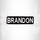 BRANDON White on Black Iron on Name Tag Patch for Biker Vest NB203 - STURGIS MIDWEST INC.