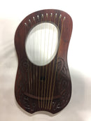 Lyre Harp 10 String Solid Wood Handmade Carved with Padded Carry Bag