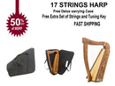 Celtic Irish Knee Harp 17 Strings Solid Wood Free Bag Strings Key - STURGIS MIDWEST INC.