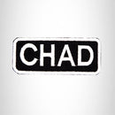 CHAD White on Black Iron on Name Tag Patch for Biker Vest NB206 - STURGIS MIDWEST INC.