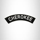 CHEROKEE White on Black Iron on Top Rocker Patch for Biker Vest Jacket - STURGIS MIDWEST INC.