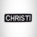 CHRISTI Black and White Name Tag Iron on Patch for Biker Vest and Jacket NB283 - STURGIS MIDWEST INC.