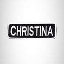 CHRISTINA Black and White Name Tag Iron on Patch for Biker Vest and Jacket NB284 - STURGIS MIDWEST INC.