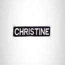 CHRISTINE Black and White Name Tag Iron on Patch for Biker Vest and Jacket NB285 - STURGIS MIDWEST INC.