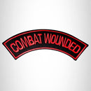 COMBAT WOUNDED Red on Black Iron on Top Rocker Patch for Biker Vest Jacket - STURGIS MIDWEST INC.