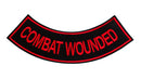 COMBAT WOUNDED Red on Black with Boarder Bottom Rocker Patch for Vest BR432 - STURGIS MIDWEST INC.