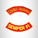 COMBAT WOUNDED SEMPER FI Rocker 2 Patches Set Sew on for Vest Jacket - STURGIS MIDWEST INC.