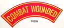 COMBAT WOUNDED Yellow on Red Iron on Top Rocker Patch for Biker Vest Jacket - STURGIS MIDWEST INC.