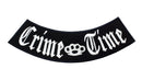 CRIME TIME White on Black Bottom Rocker Patch for Vest jacket BR420 - STURGIS MIDWEST INC.