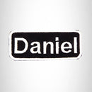 DANIEL White on Black Iron on Name Tag Patch for Biker Vest NB209 - STURGIS MIDWEST INC.
