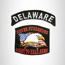 DELAWARE and NEVER SURRENDER Small Patches Set for Biker Vest - STURGIS MIDWEST INC.