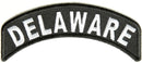 Delaware State White on Black Small Rocker Patch Front for Biker Jacket Vest - STURGIS MIDWEST INC.