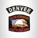 DENVER and NEVER SURRENDER Small Patches Set for Biker Vest - STURGIS MIDWEST INC.