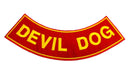 DEVIL DOG Yellow on Red with Boarder Bottom Rocker Patch for Vest BR433 - STURGIS MIDWEST INC.