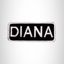 Diana White on Black Iron on Name Tag Patch for Biker Vest NB113 - STURGIS MIDWEST INC.