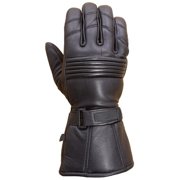 gauntlet style genuine leather motorcycle gloves black size L-STURGIS MIDWEST INC.