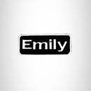 Emily White on Black Iron on Name Tag Patch for Biker Vest NB114 - STURGIS MIDWEST INC.