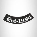 EST - 1994 White on Black with boarder Bottom Rocker Patch for Biker Vest BR469 - STURGIS MIDWEST INC.